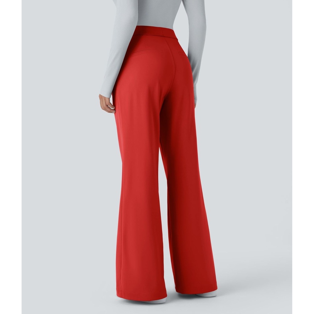 NWT Halara Flex DayStretch High Waisted Pocket Work Flare Pants Cinnabar - Picture 2 of 7
